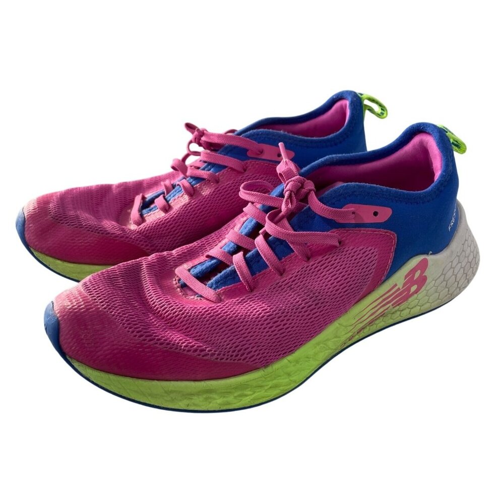 New Balance Fresh Foam Lace Up Running Shoes Big Girls 5.5 Pink Blue Athleisure